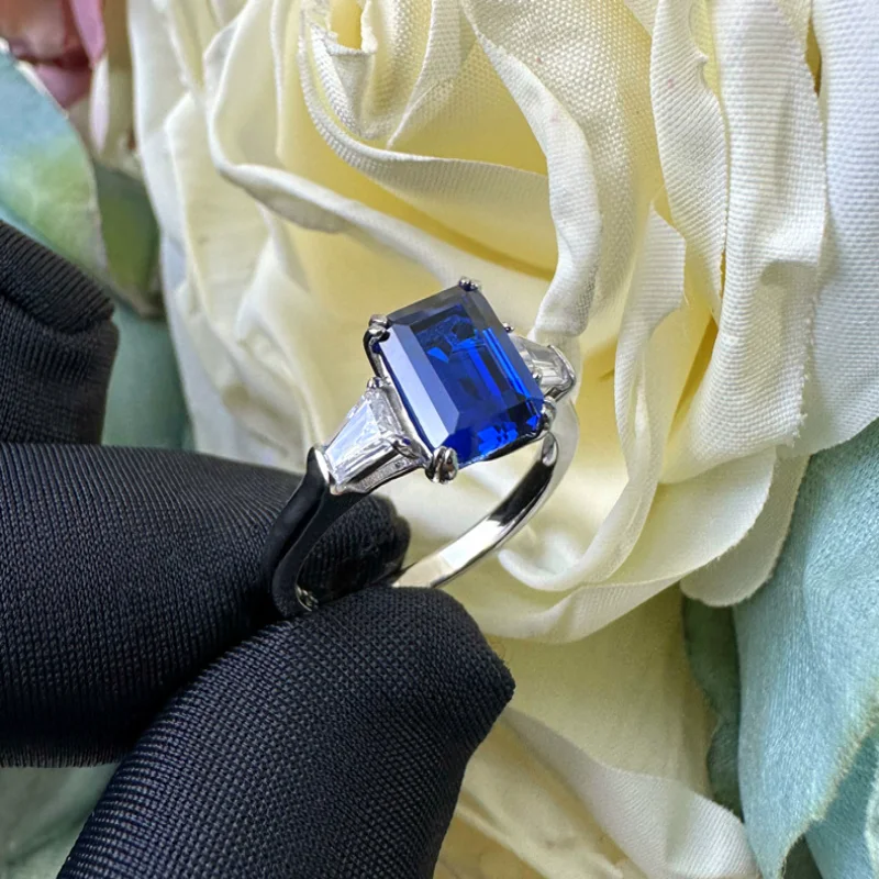 blue moissanite ring