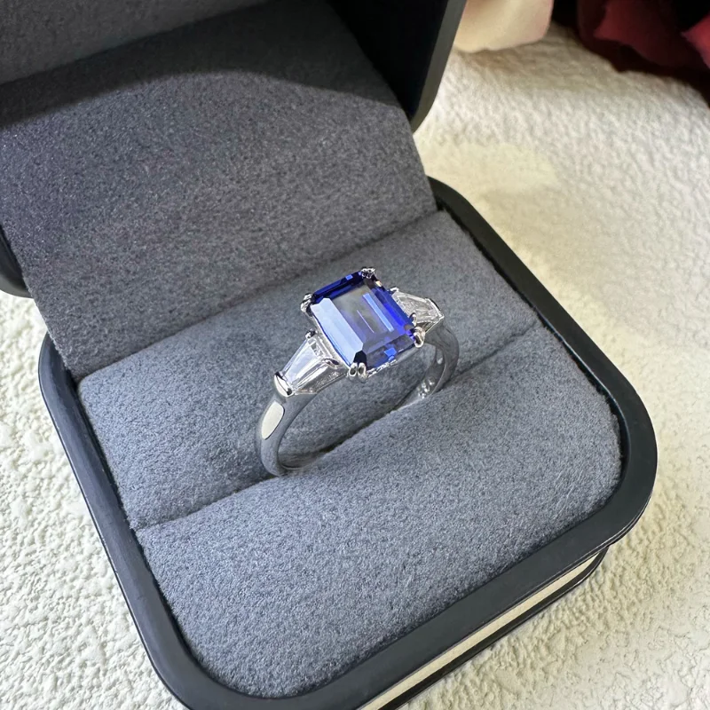 blue moissanite ring