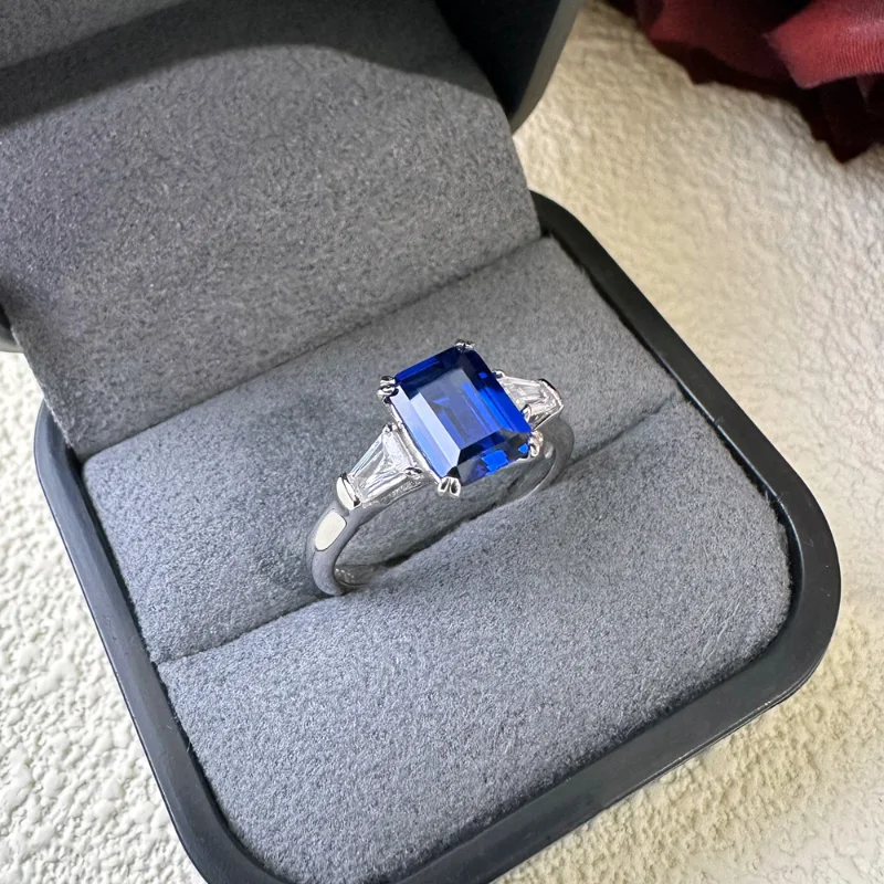 blue moissanite ring