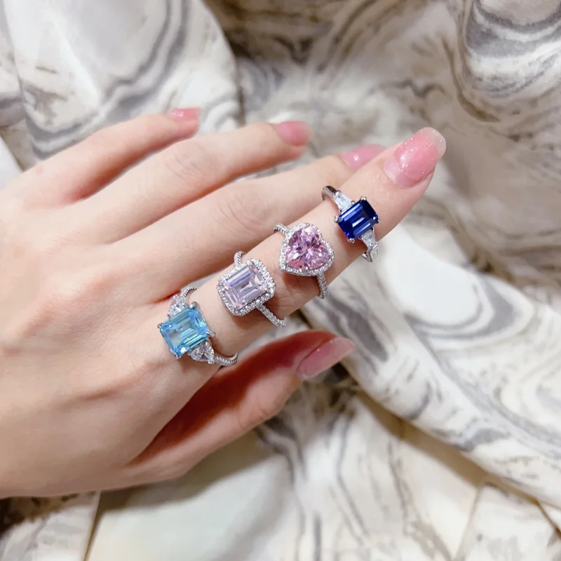 blue moissanite ring