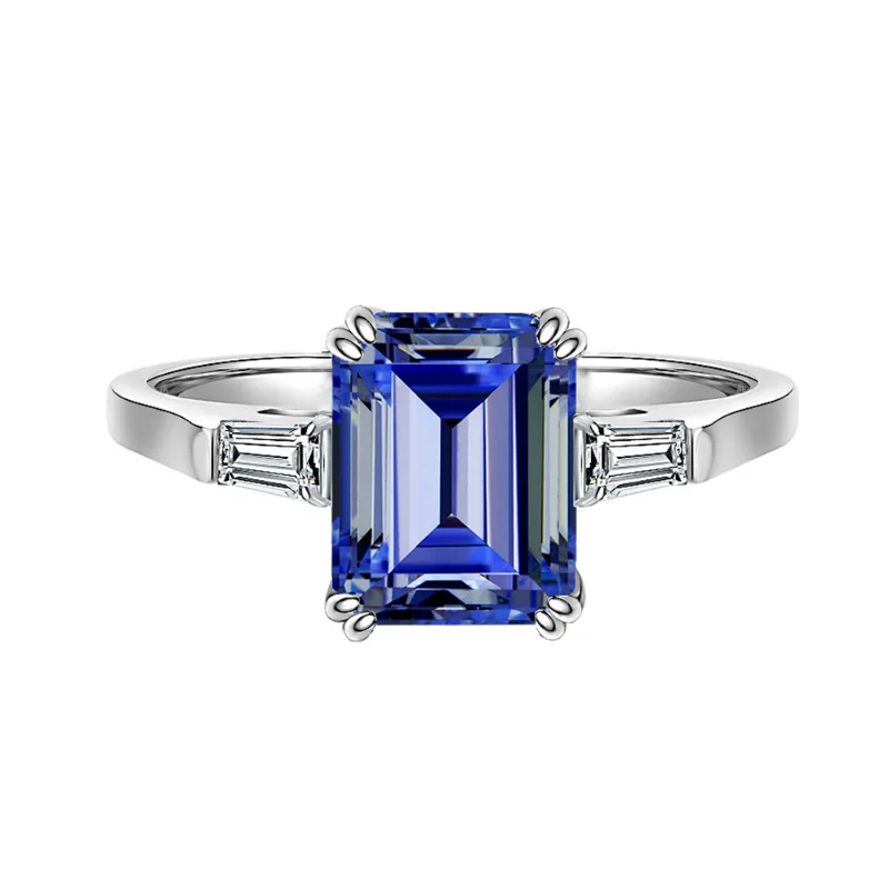 blue moissanite ring